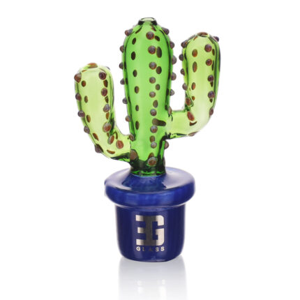 EG Glass BSH13 Potted Transparent Cactus Hand Pipe 5.5 BLUE.jpg