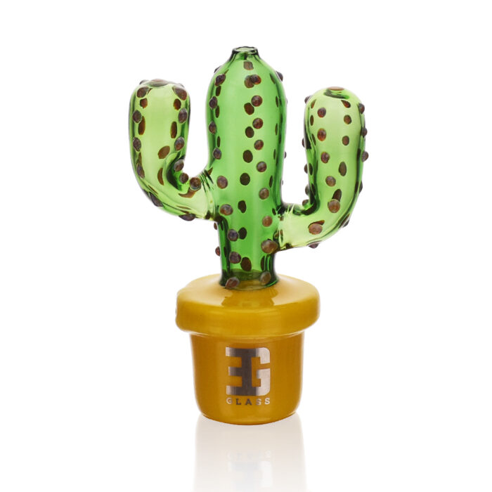 EG Glass BSH13 Potted Transparent Cactus Hand Pipe 5.5 YELLOW.jpg
