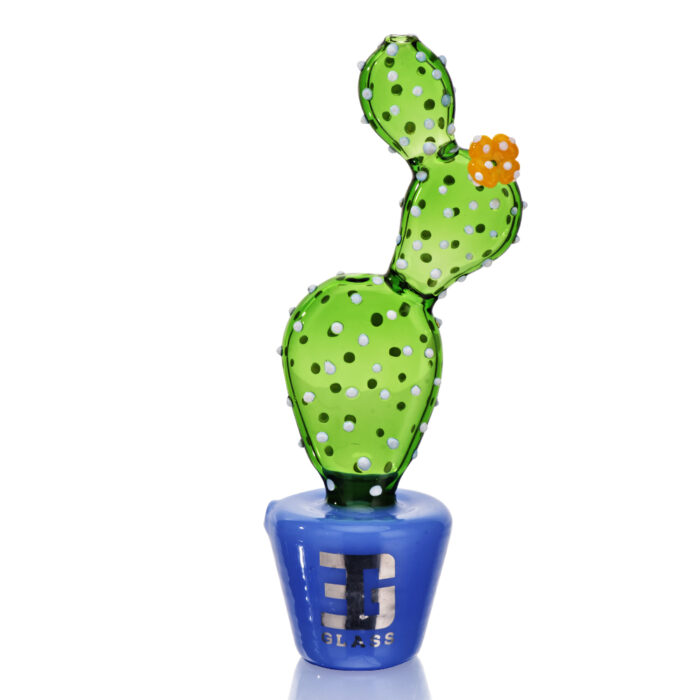 EG Glass BSH16 Transparent Potted Prickly Pear Hand Pipe 6.5 BLUE.jpg