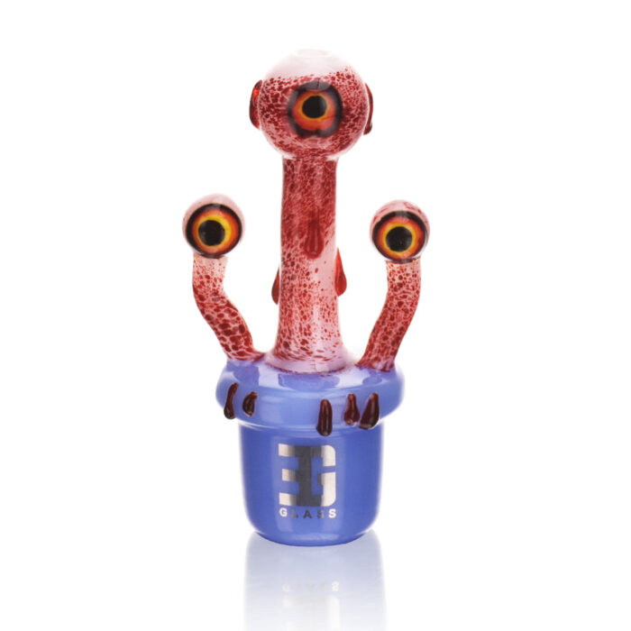 EG Glass BSH19 Potted Bloody Eyeballs Hand Pipe BLUE 2.jpg