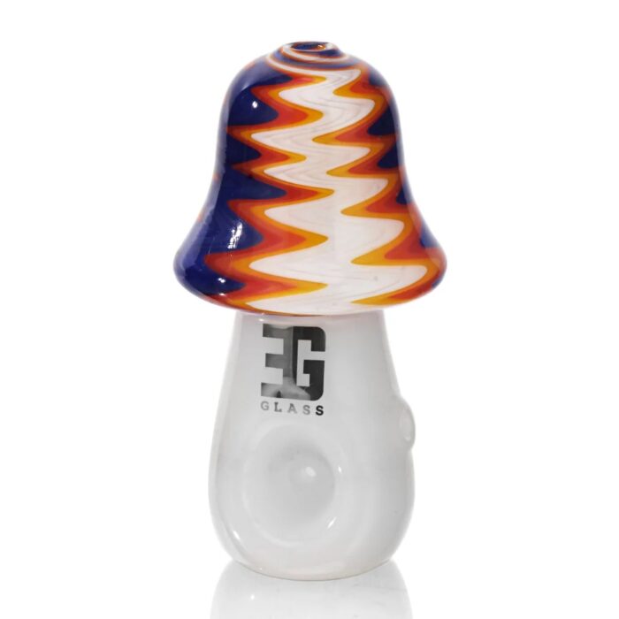 Eg Glass BSH05 Mushroom Wig Wag Hand Pipe 4 Inch White Blue.jpg