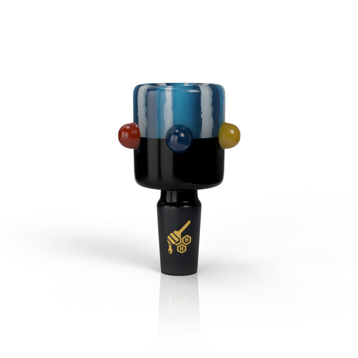 HONEYBEE HERB CANDY FLAME HEAD BONG BOWLYELLOW BLUE.jpg