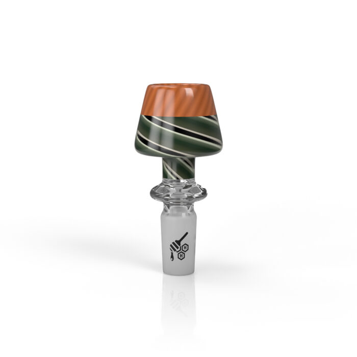 HONEYBEE HERB FIRE PIT TOP WHRIL BONG BOWL SLIDE ORANGE GREEN 1.jpg