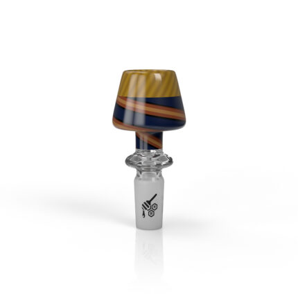 HONEYBEE HERB FIRE PIT TOP WHRIL BONG BOWL SLIDE YELLOW BLUE 1.jpg