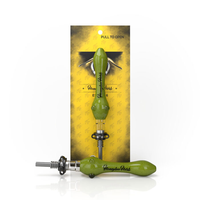 SPECKLED GLASS NECTAR COLLECTOR GREEN 2.jpg