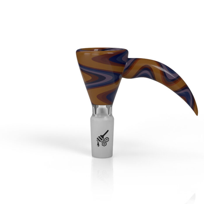 HONEYBEE HERB MARTINI FIRE WIG WAG WITH HORN PULL BONG BOWL BLUE 1.jpg