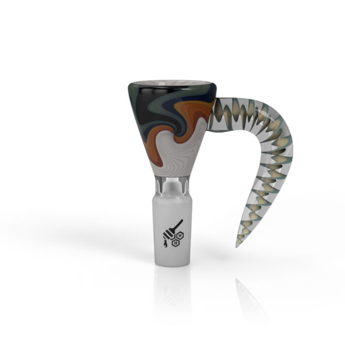 HONEYBEE HERB MARTINI SPLASH HORN PULL BONG SLIDE BLUE ORANGE 1.jpg