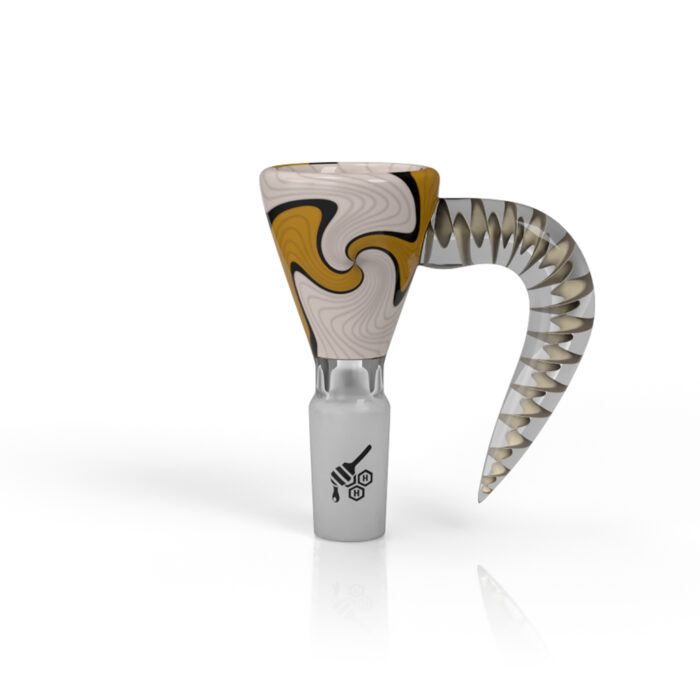 HONEYBEE HERB MARTINI SPLASH HORN PULL BONG SLIDE YELLOW WHITE 1.jpg