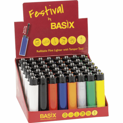 Basix 48Ct. Festival Assorted Solid Colors Lighters 1.png