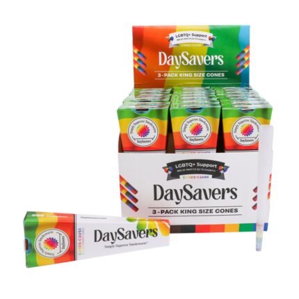 DaySavers 1 Gram King Size Rainbow Pride Flag Pre Rolled Cones 3 Cones per Pack 24 Packs in Box .jpg