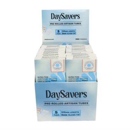 DaySavers 109mm Pre Roll Tubes with a Glass Tip Display Box 20 Packs 5 Tubes per Pack.jpg