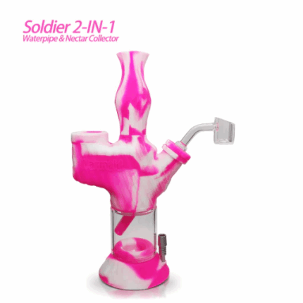 Waxmaid Soldier 2 in 1 Water Pipe Nectar Collector Pink White.png